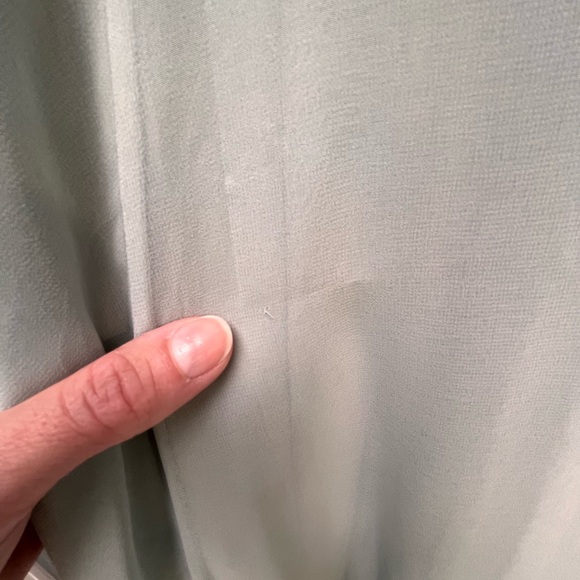 David’s Bridal Dusty Sage Long Chiffon Surplice Tank Dress - Picture 7 of 9